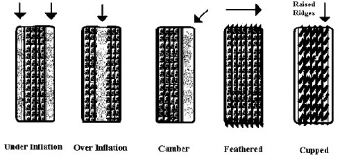 Các kiểu mòn đặc trưng của lốp Các kiểu mòn đặc trưng của lốp